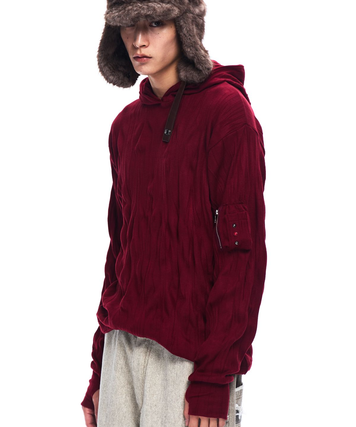 알에스에스씨(RSSC) CRINKLE HOODIE LONG SLEEVE - WINE