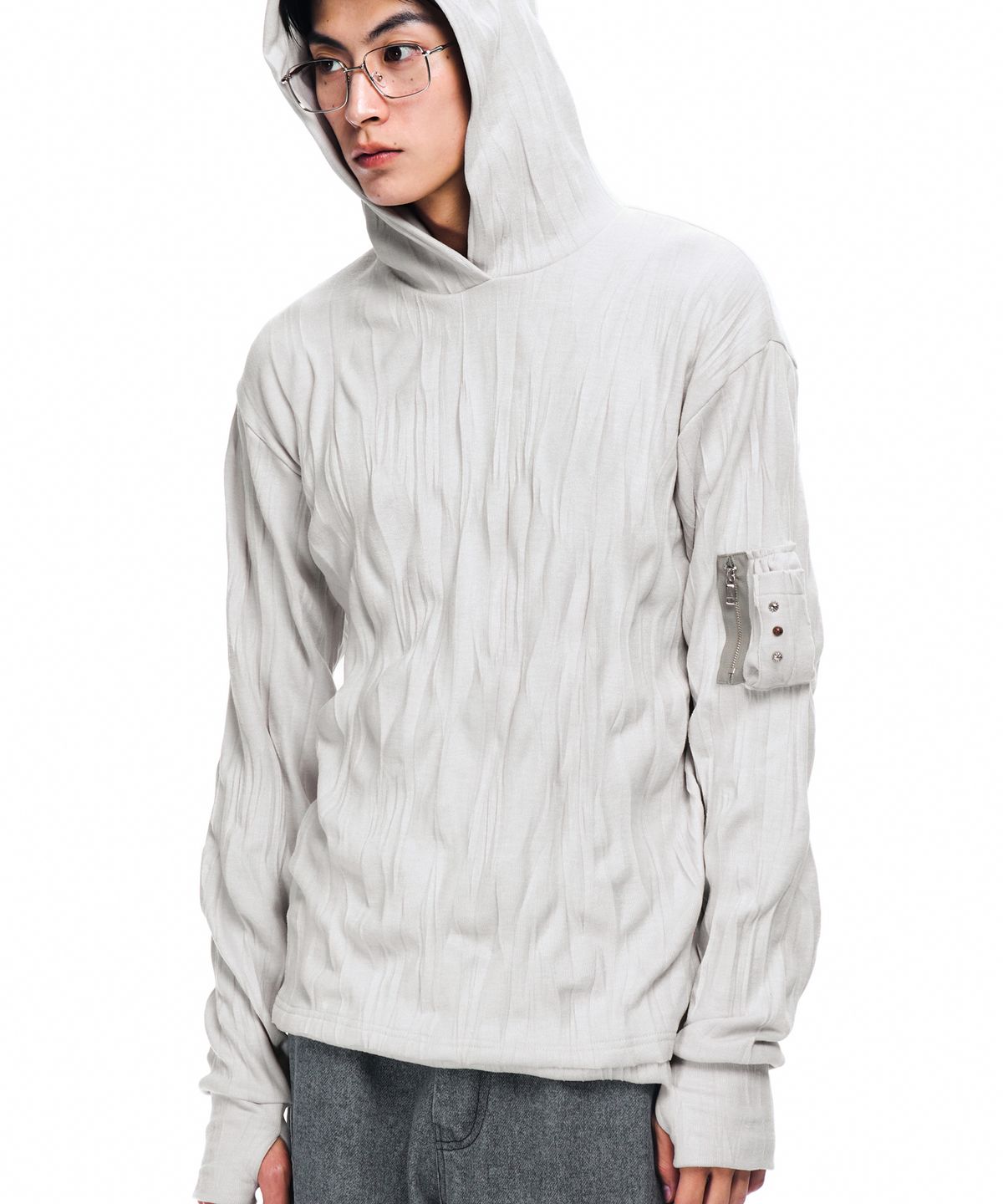 알에스에스씨(RSSC) CRINKLE HOODIE LONG SLEEVE - BEIGE