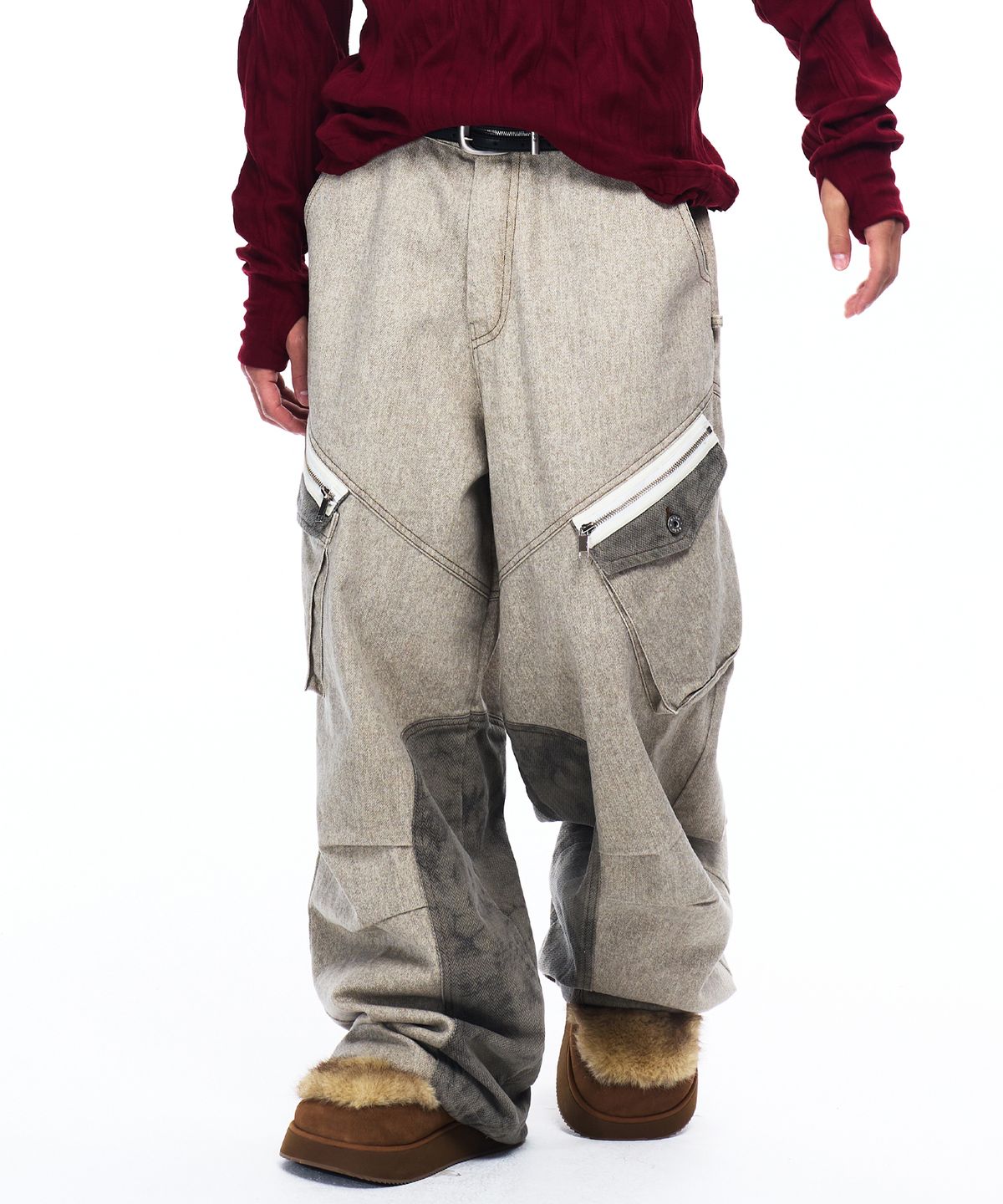 알에스에스씨(RSSC) HERRINGBONE MIX CARGO PANTS - BEIGE