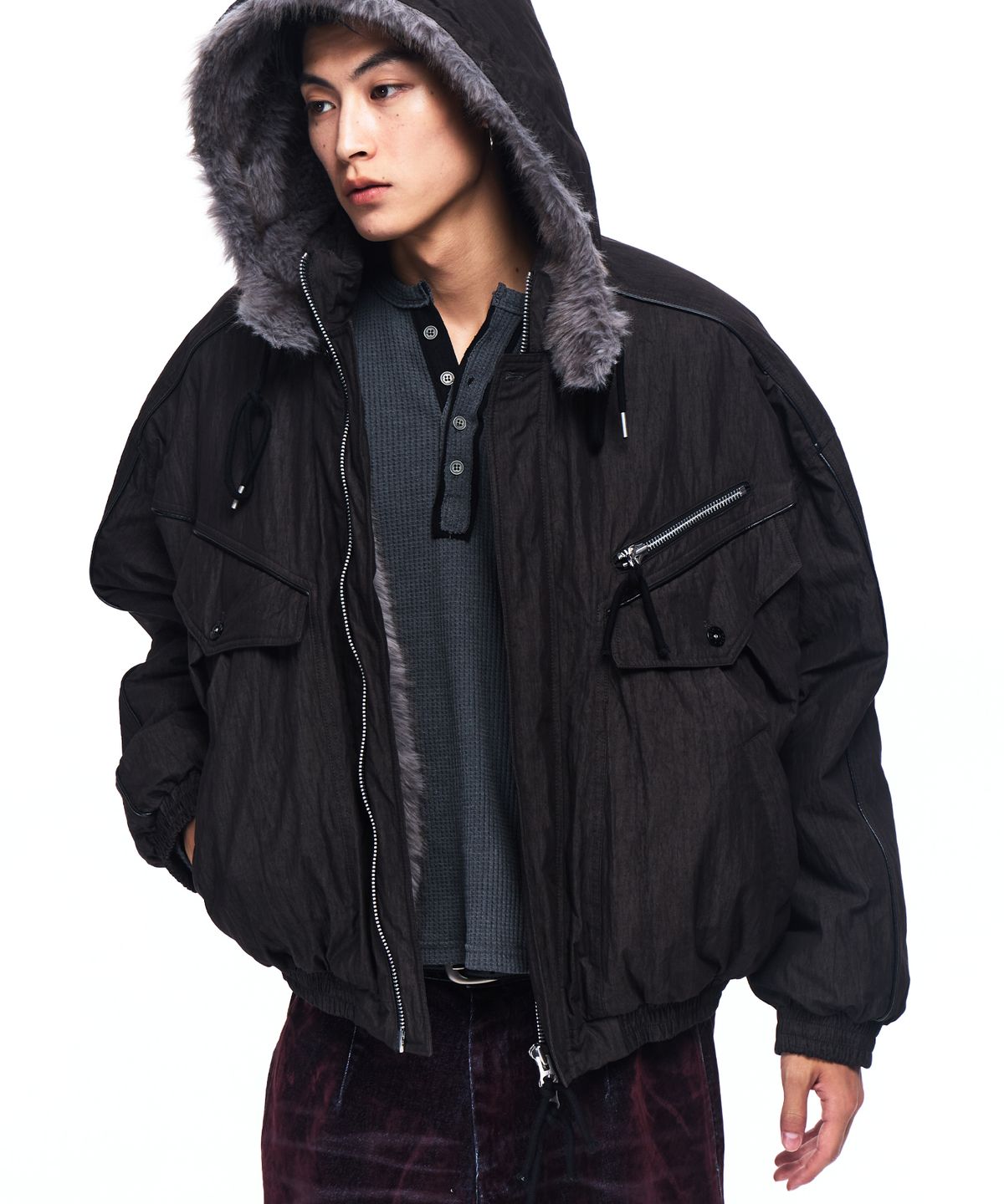 알에스에스씨(RSSC) FUR LINE HOODIED PARKA - BLACK