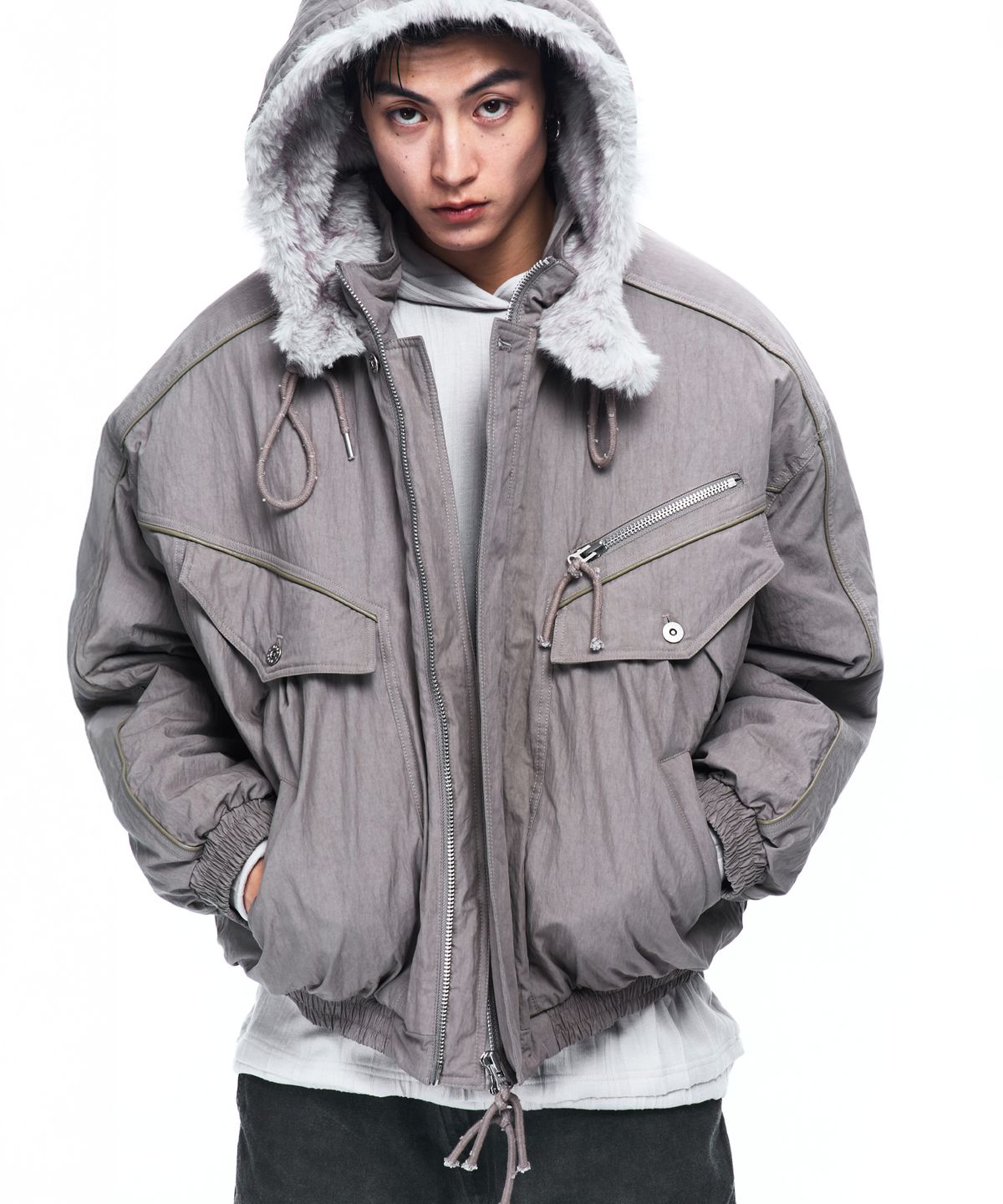 알에스에스씨(RSSC) FUR LINE HOODIED PARKA - GRAY