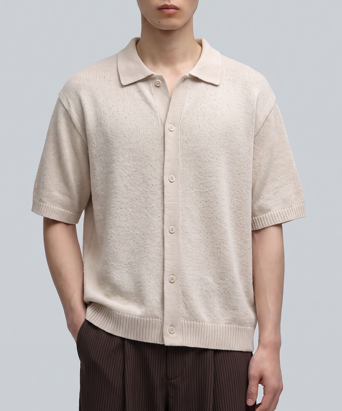 베리베인(VERYVAIN) BOUCLÉ KNIT POLO SHIRT (BEIGE)