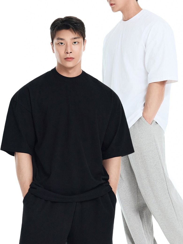 [SET] 더블코튼 무지 오버핏 반팔 티셔츠_7Color