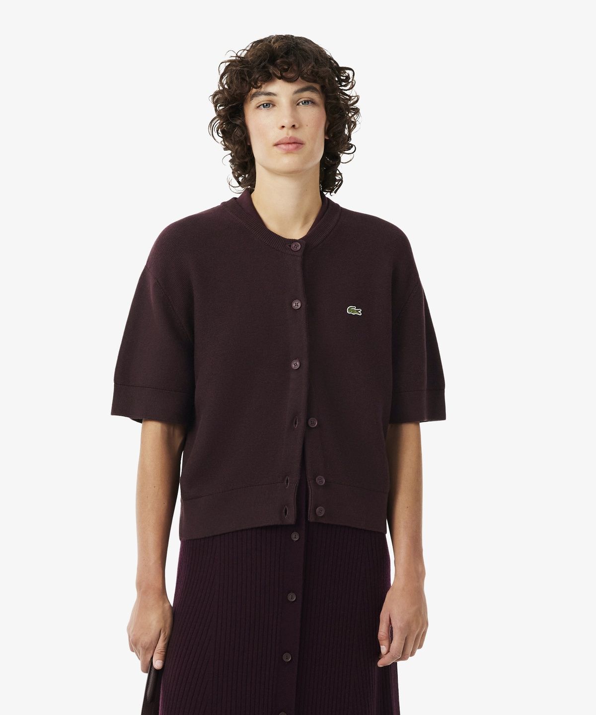 라코스테(LACOSTE) 여성 링스링스 반팔 가디건 AF8244-56N 3KE
