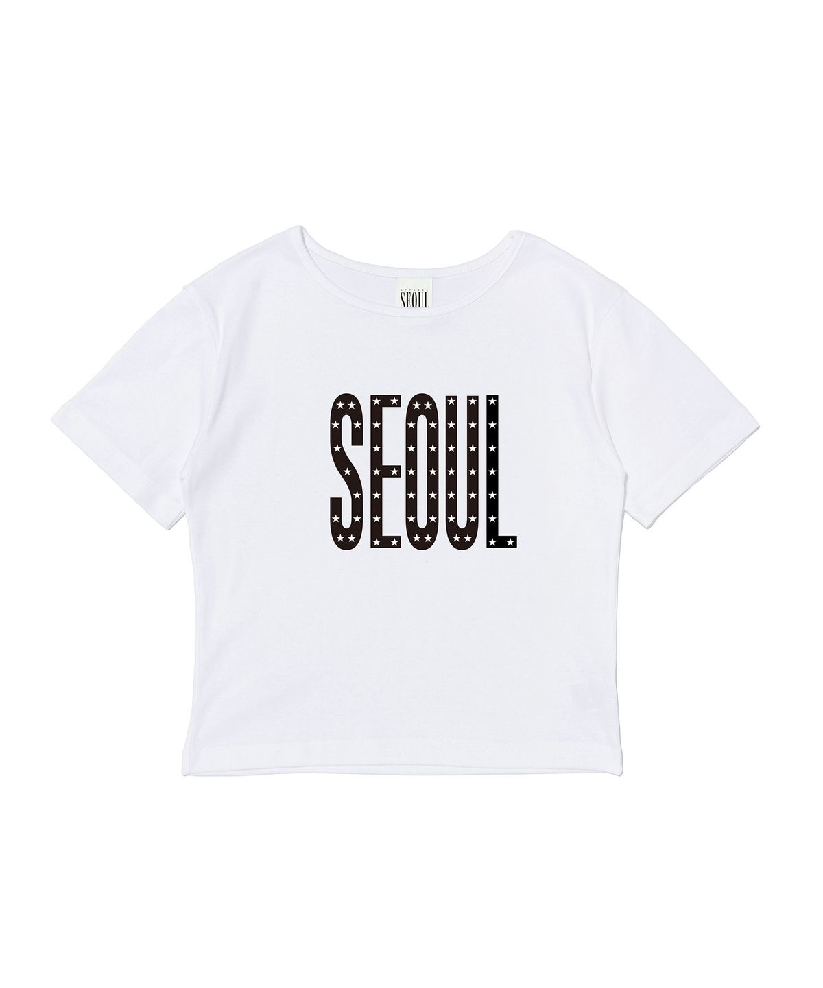 서울어패럴(SEOUL APPAREL) 스타 서울 로고 크롭 반팔티셔츠 (화이트)