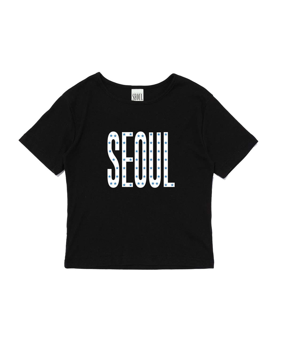 서울어패럴(SEOUL APPAREL) 스타 서울 로고 크롭 반팔티셔츠 (블랙)