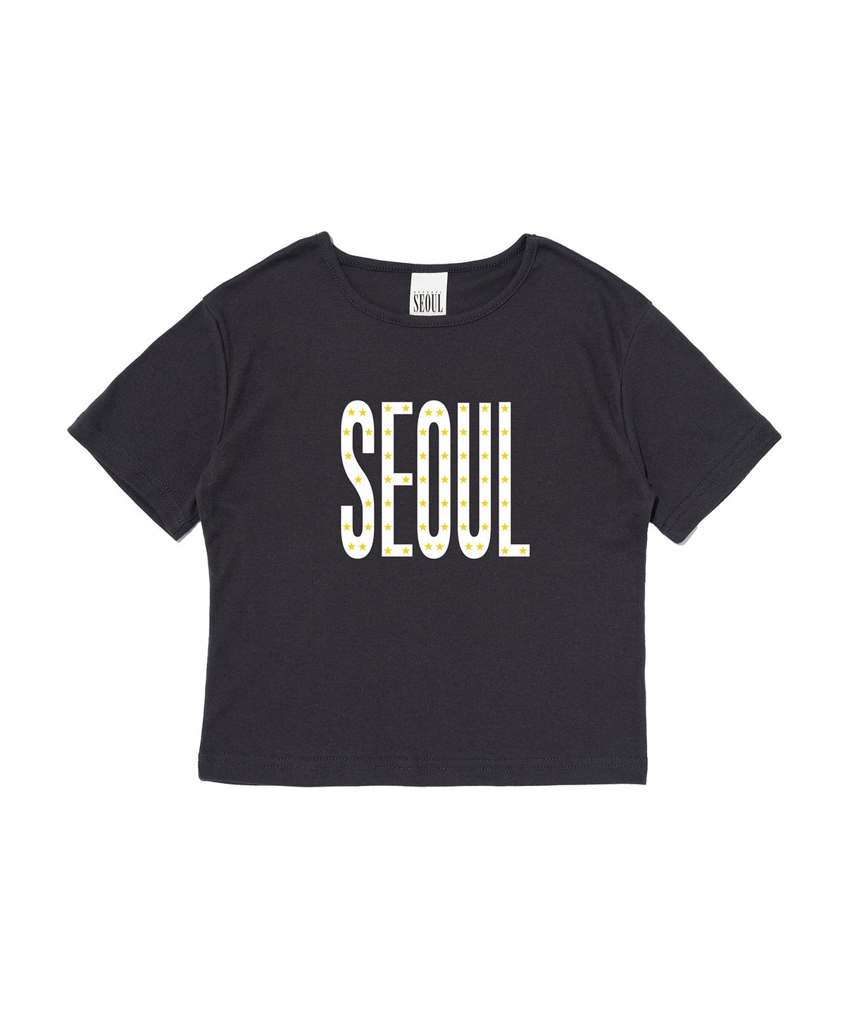 서울어패럴(SEOUL APPAREL) 스타 서울 로고 크롭 반팔티셔츠 (차콜)