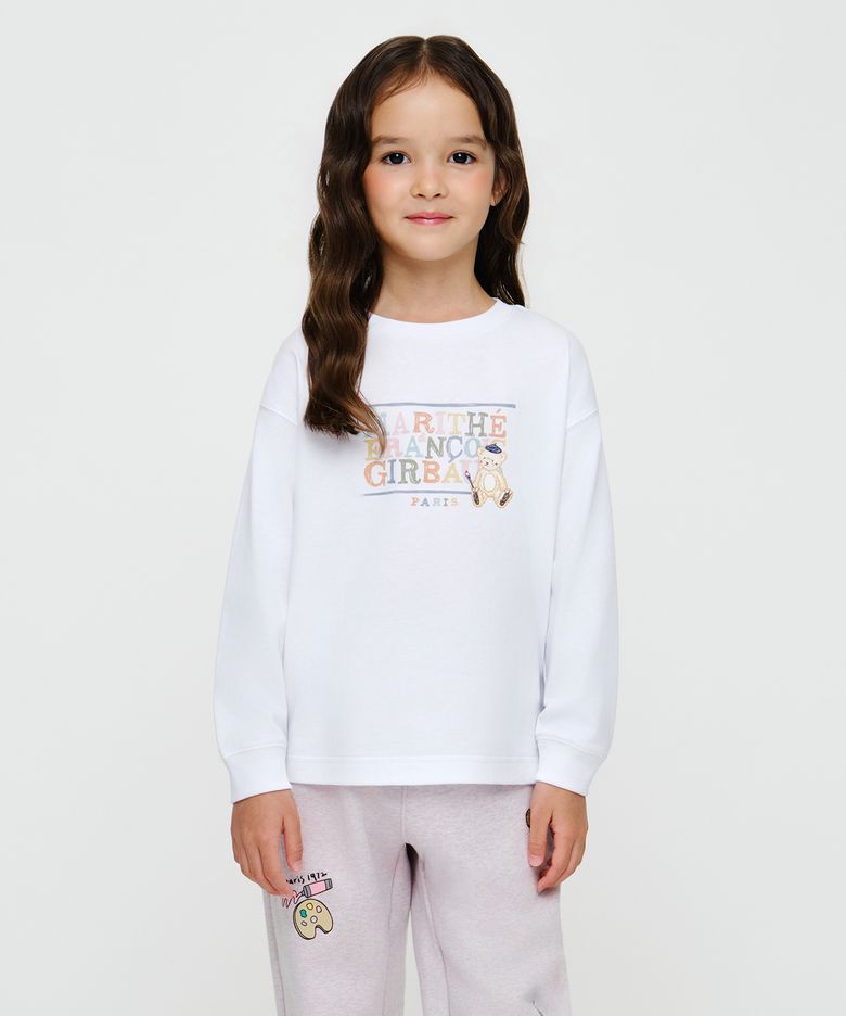 KIDS BEAR GRAPHIC LONG SLEEVE white