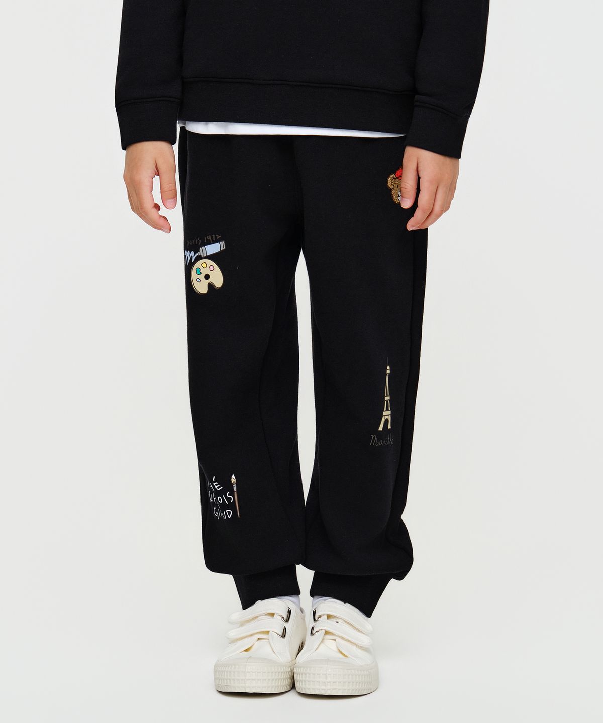 마리떼 키즈(MARITHÉ KIDS) KIDS BEAR GRAPHIC SWEAT PANTS black