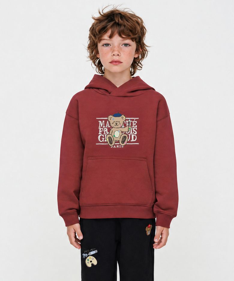 KIDS BEAR CLASSIC LOGO REGEN HOODIE red