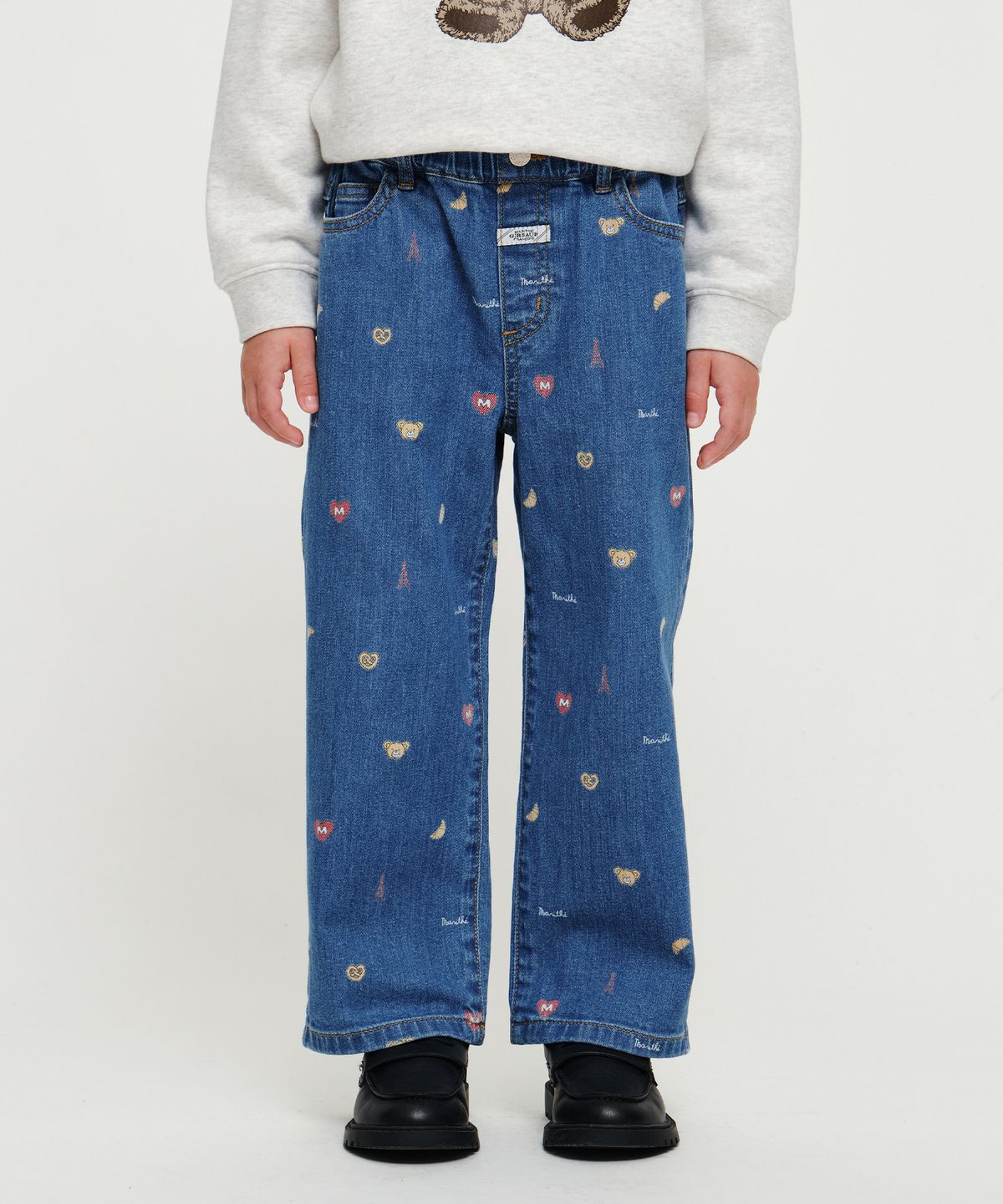 마리떼 키즈(MARITHÉ KIDS) KIDS STRAIGHT FIT PRINT DENIM PANTS blue
