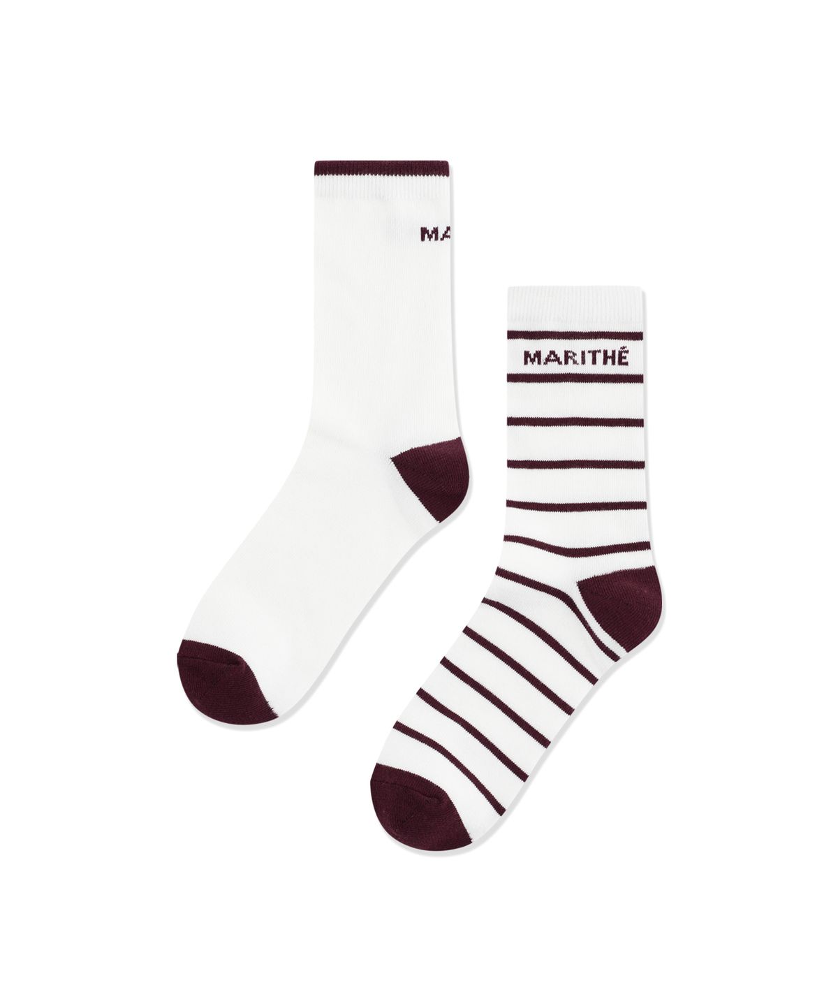 마리떼 키즈(MARITHÉ KIDS) KIDS BASIC STRIPE SOCKS 2PACK burgundy