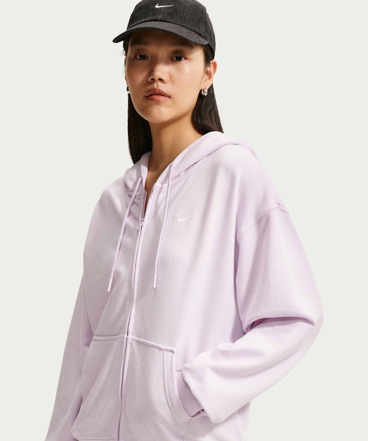 나이키(NIKE) 스튜디오 플리스 라이트웨이트 오버사이즈 풀집 후디 W - 블리치트 라일락:세일 / IM8109-583