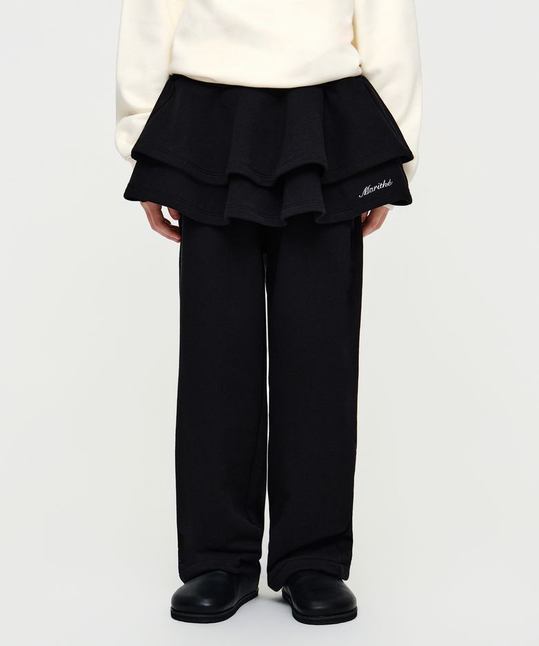 KIDS W RUFFLE SKIRT PANTS black