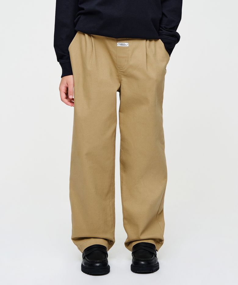 KIDS STRAIGHT COTTON PANTS beige