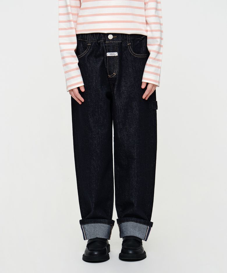 KIDS OUTSTITCH ROLL-UP DENIM PANTS indigo