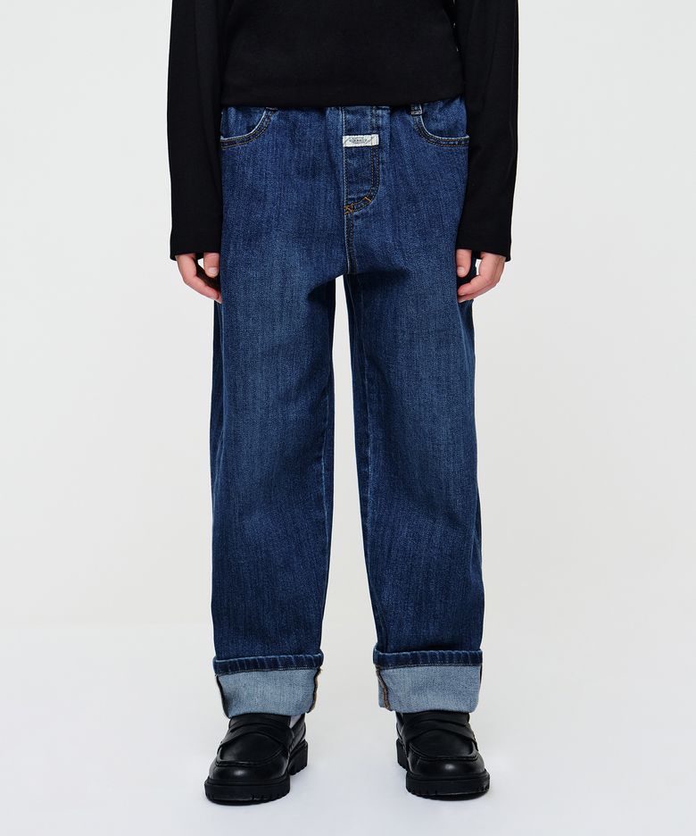 KIDS OUTSTITCH ROLL-UP DENIM PANTS blue