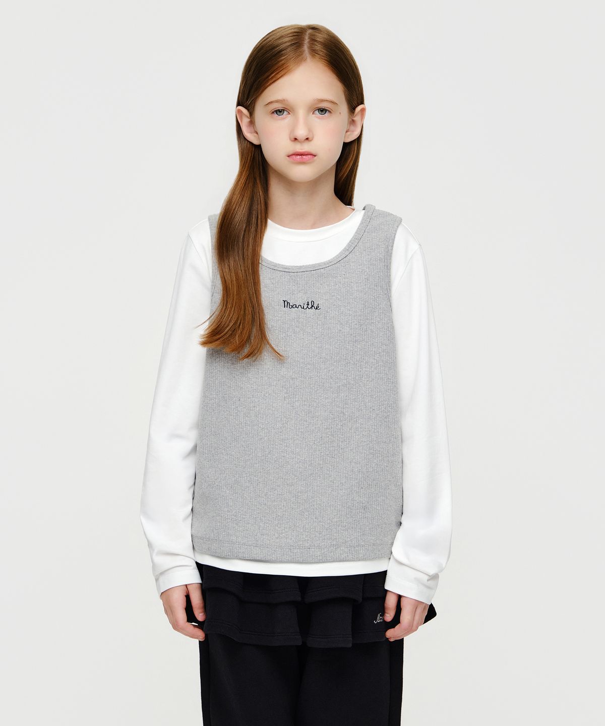 마리떼 키즈(MARITHÉ KIDS) KIDS W 2 IN 1 LAYERED LONG SLEEVE TEE heather gray