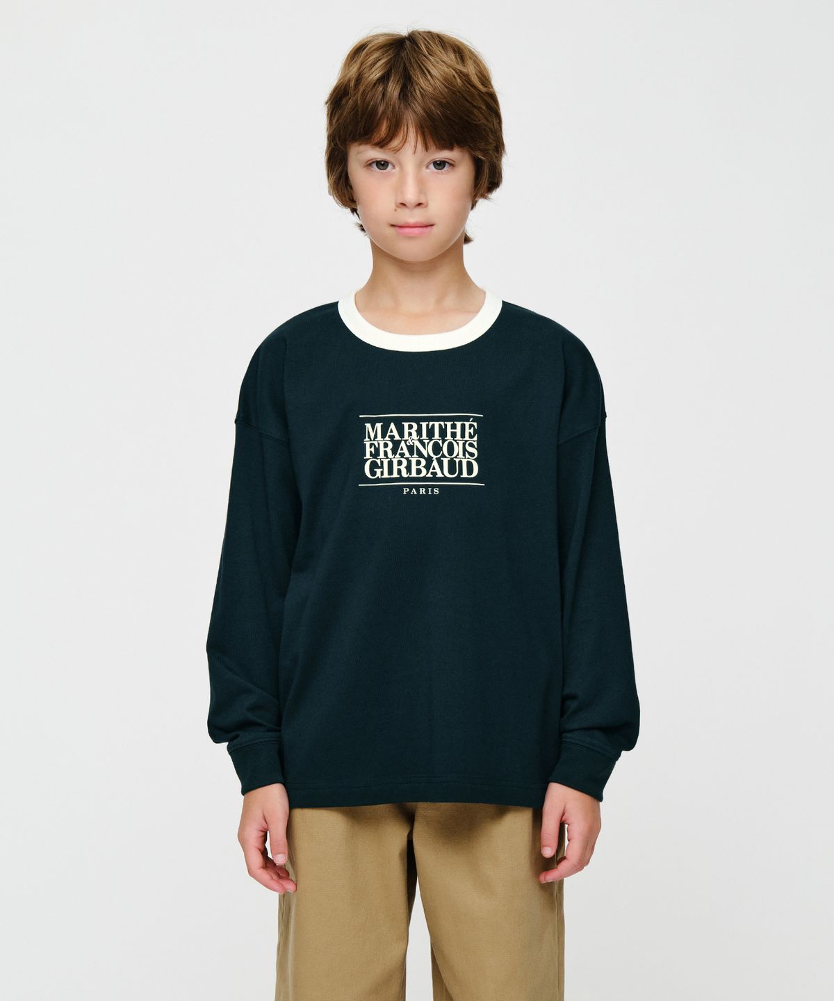 마리떼 키즈(MARITHÉ KIDS) KIDS CLASSIC LOGO LONG SLEEVE RINGER TEE navy