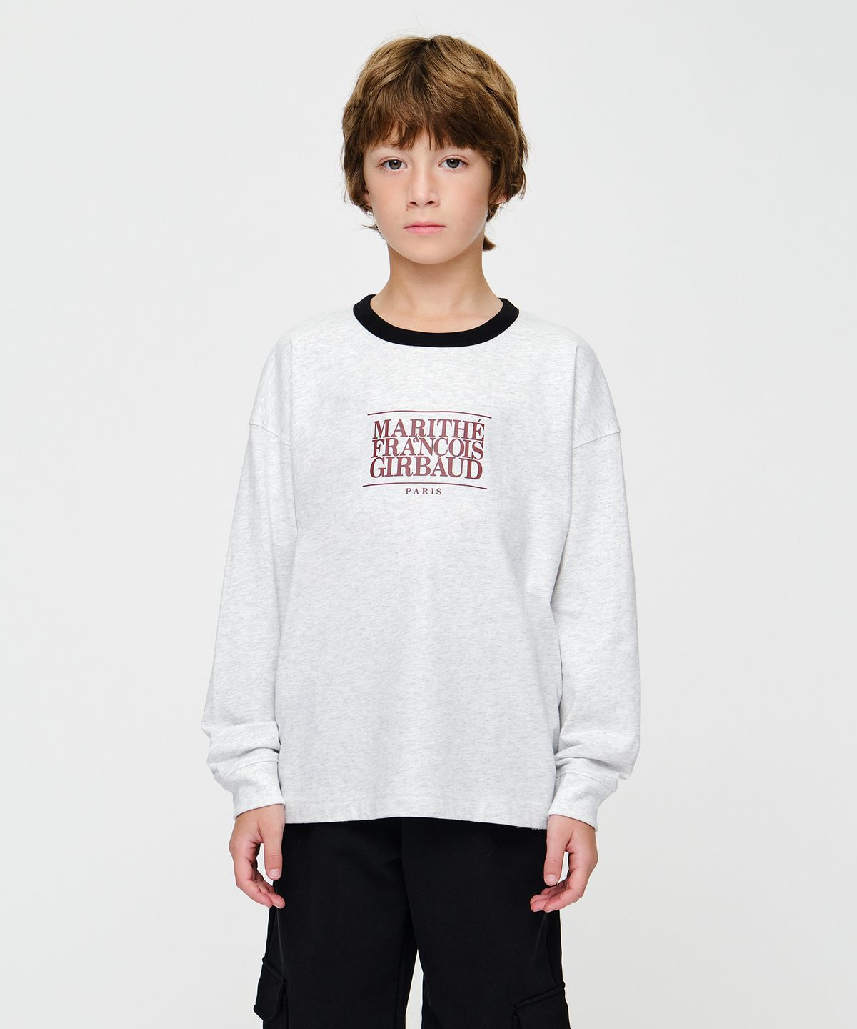 마리떼 키즈(MARITHÉ KIDS) KIDS CLASSIC LOGO LONG SLEEVE RINGER TEE light heather gray