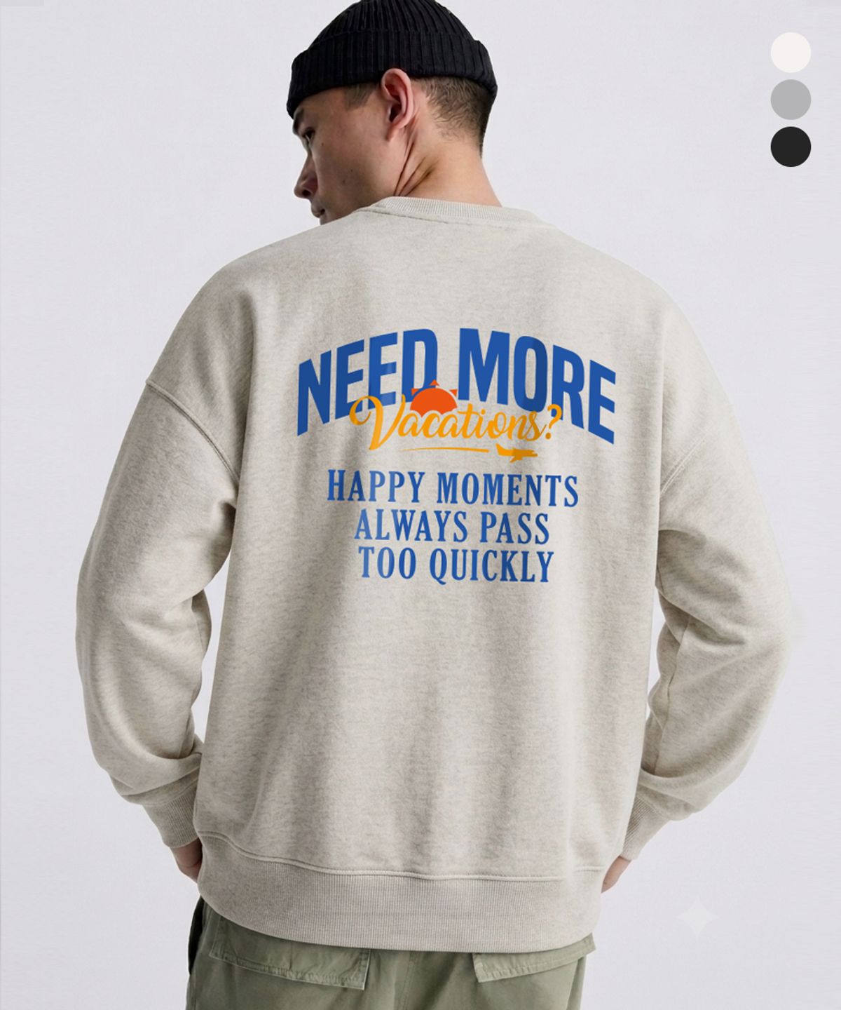엠블룩(AMBLELOOK) 레귤러 스웨트셔츠 NEED MORE (오트밀)