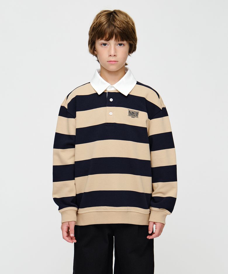 KIDS MICRO CLASSIC LOGO RUGBY STRIPE SWEATSHIRT navy