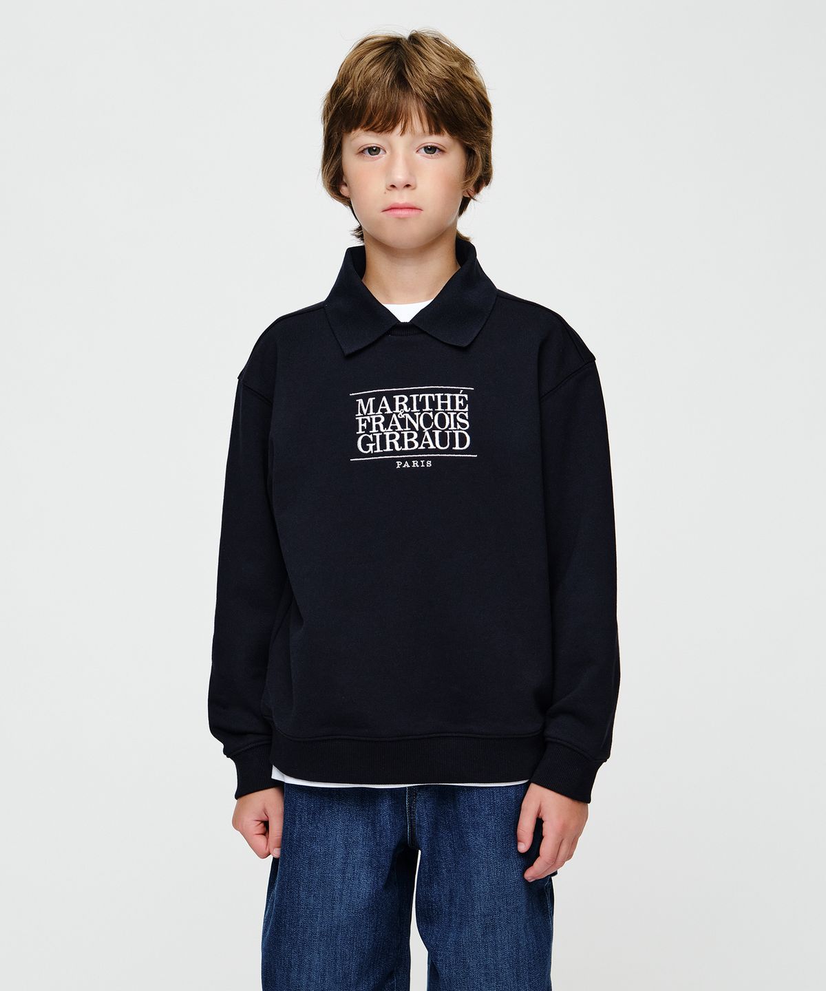 마리떼 키즈(MARITHÉ KIDS) KIDS CLASSIC LOGO COLLAR SWEATSHIRT navy