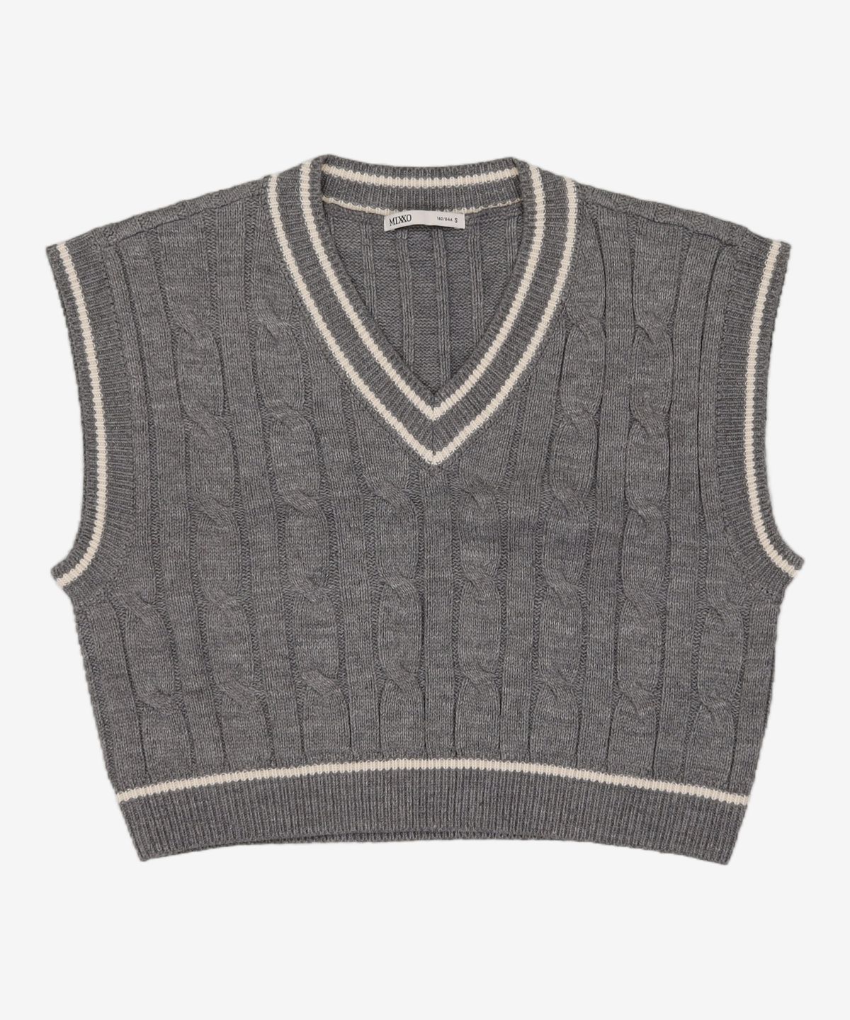 미쏘(MIXXO) 브이넥 배색 니트조끼 VKCT17T RE MIWVKCV1QT S