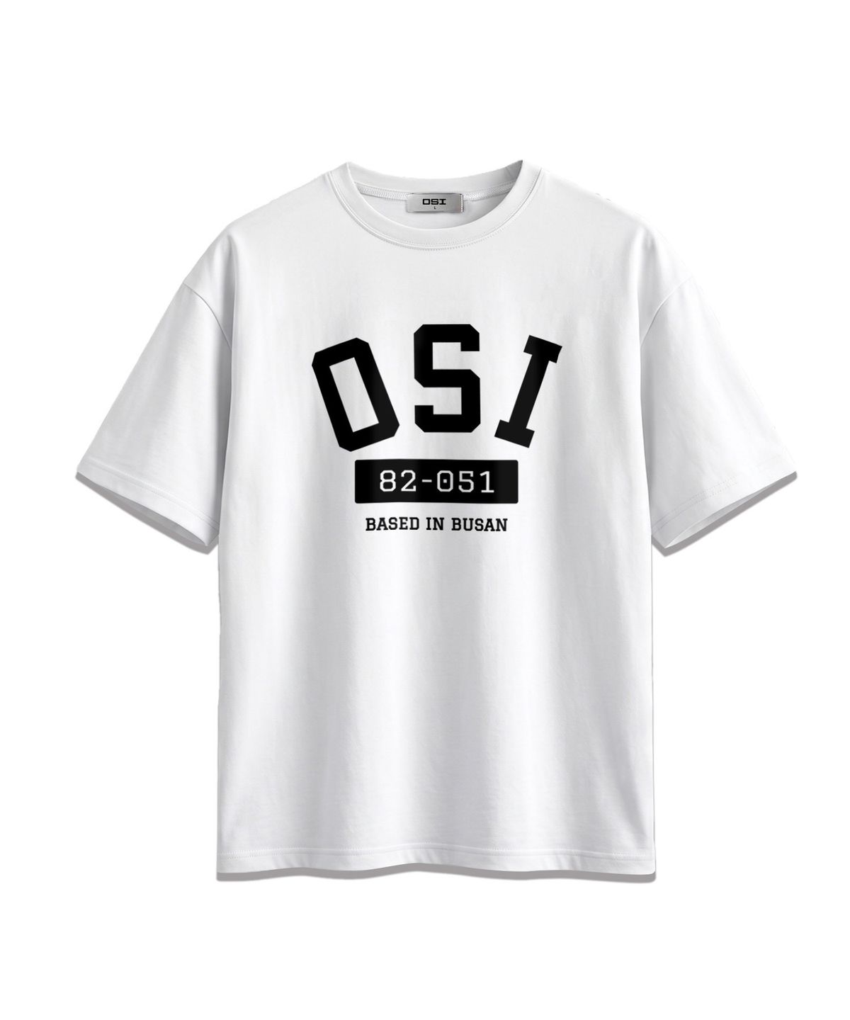 오에스아이(OSI) 오버핏 반소매 티셔츠 OSI아치로고 화이트