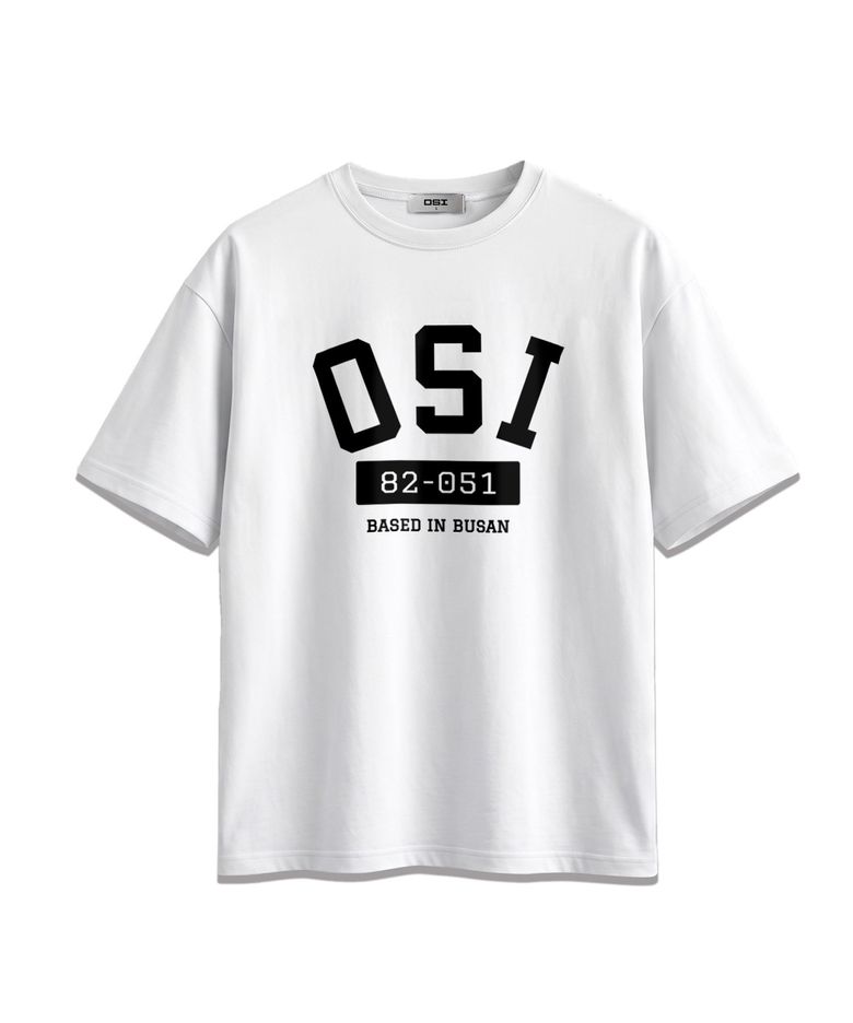오버핏 반소매 티셔츠 OSI아치로고 화이트