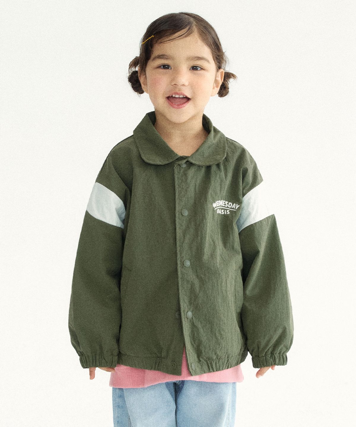 웬즈데이오아시스 키즈(WEDNESDAYOASIS KIDS) [Kids]몬토이 자수 카라 점퍼_KHAKI(WKB6OT03)