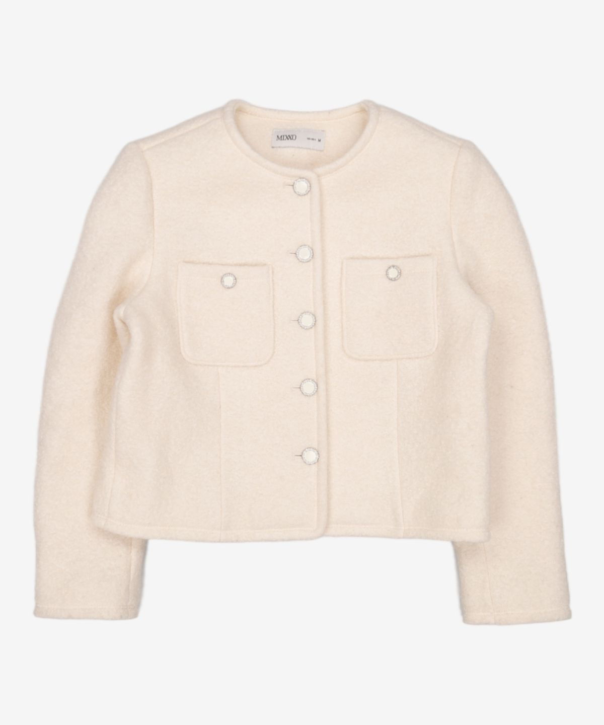 미쏘(MIXXO) 부클 라운드넥 숏 자켓_MIWJKDV0PB M