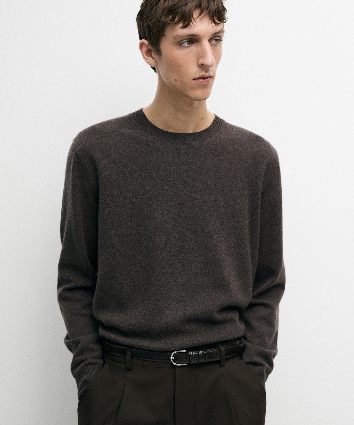 마시모두띠(MASSIMO DUTTI) 울 혼방 라운드넥 니트 스웨터