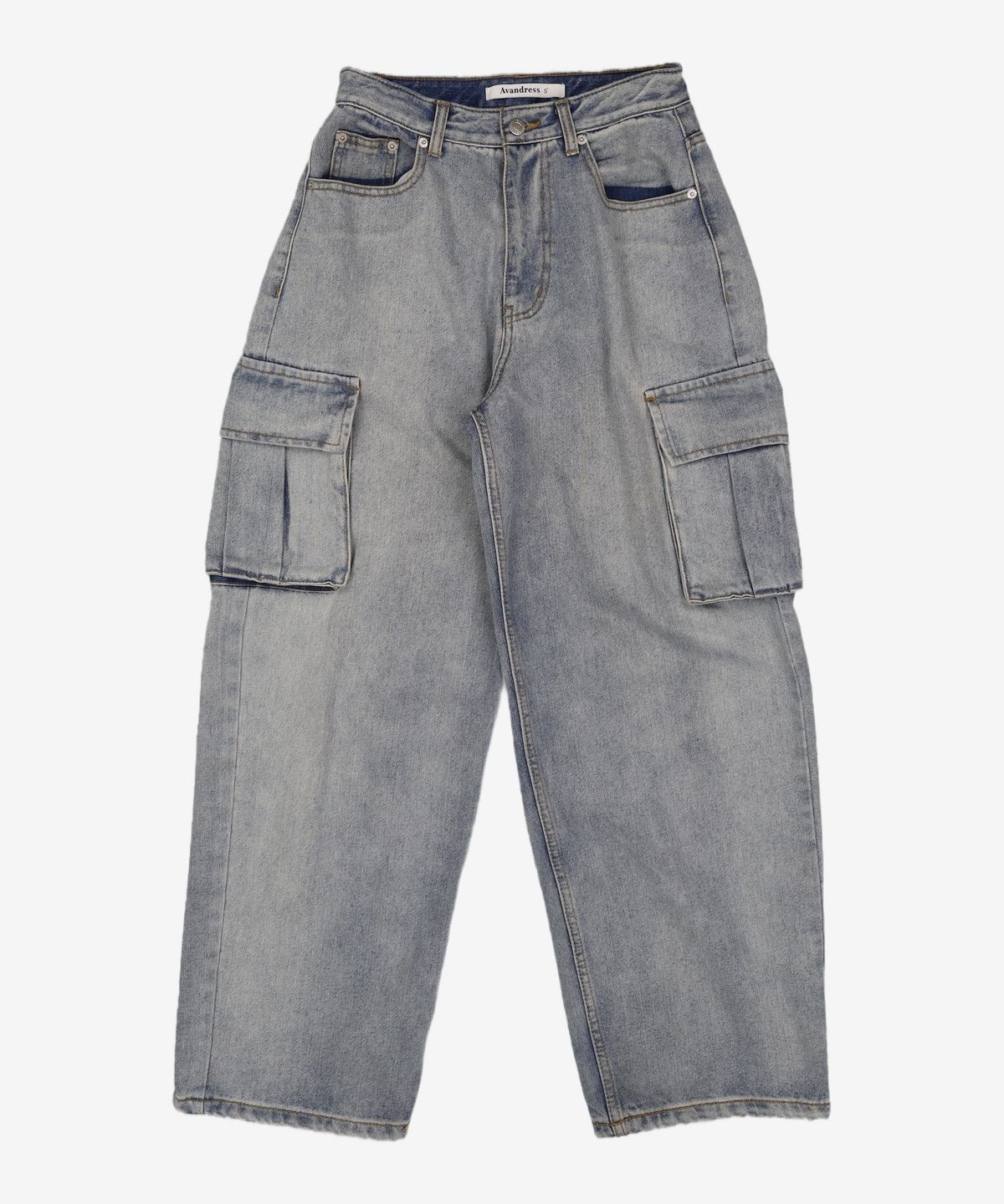 어반드레스(AVANDRESS) Snow Cargo Denim Pants Milk LIGHT BLUE XS
