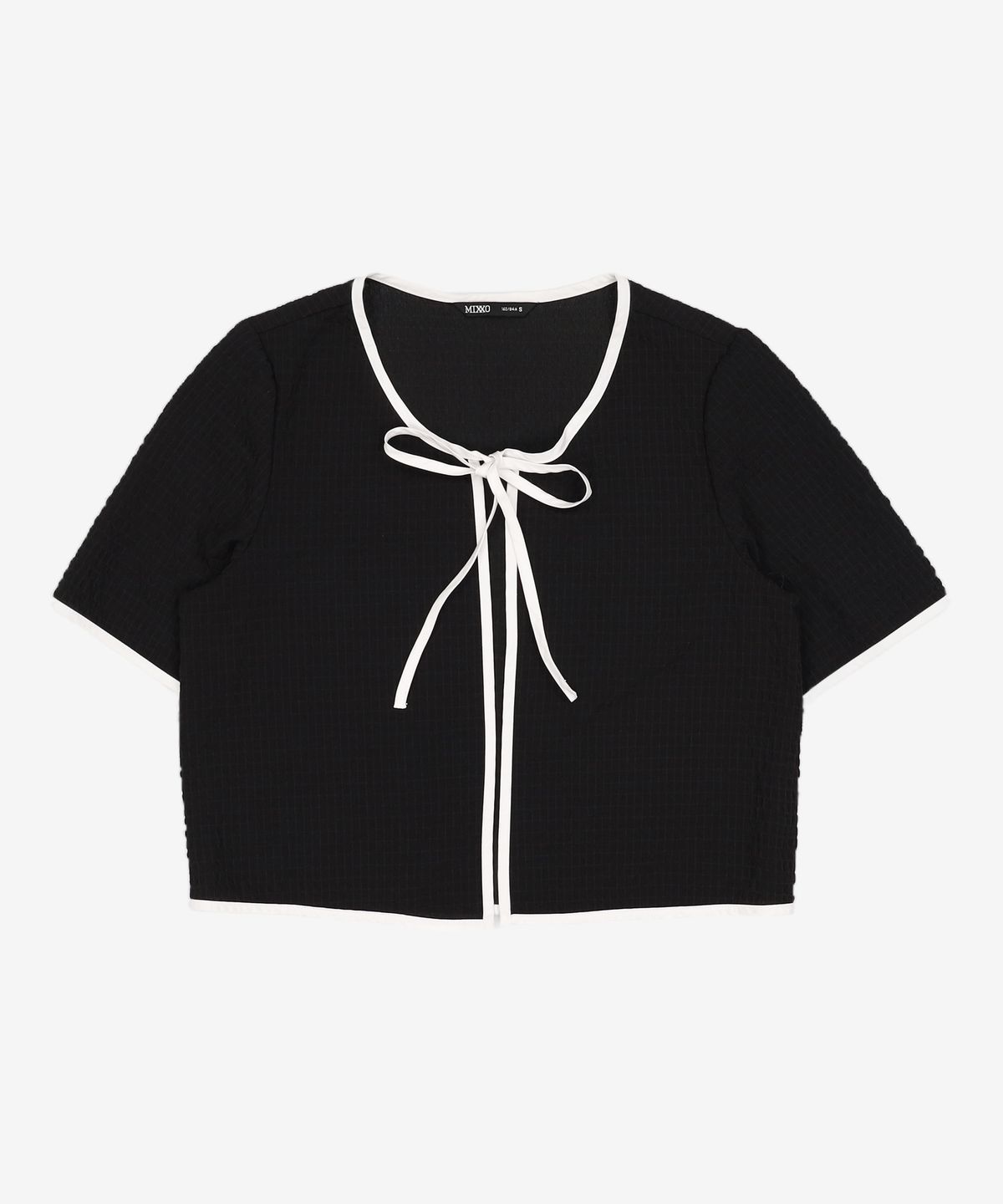 미쏘(MIXXO) 배색 가디건형 블라우스_MIWBWD812G S