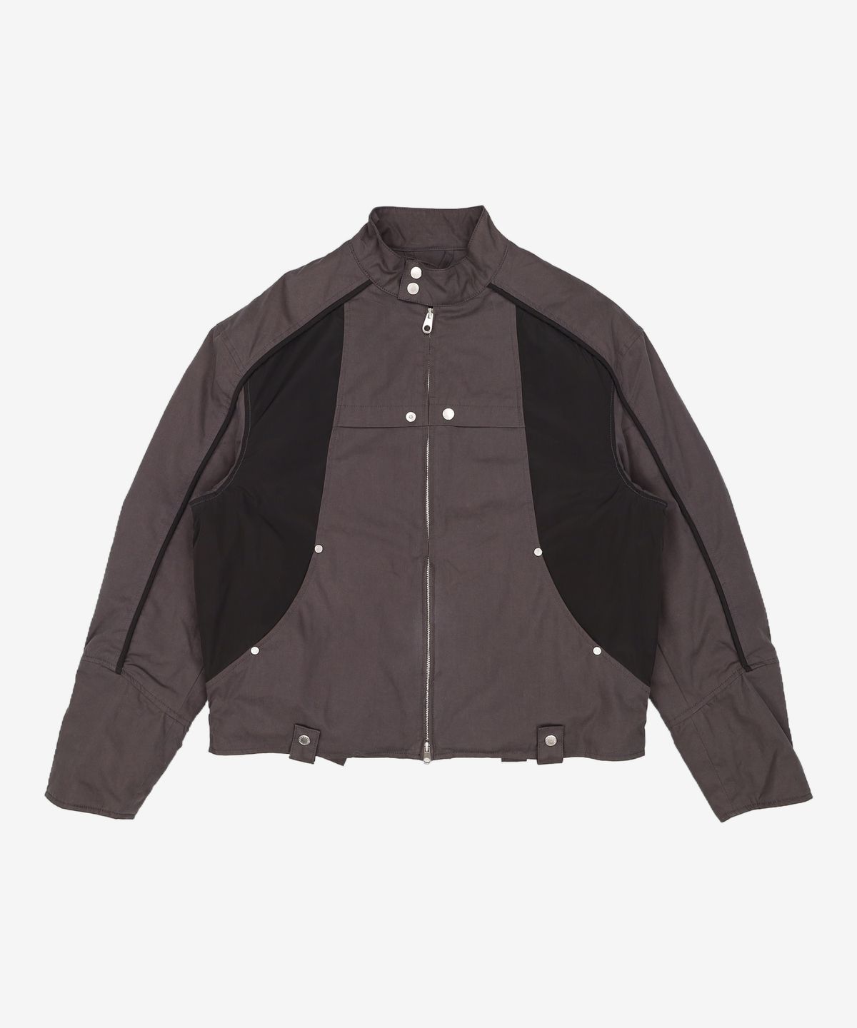 애드오프(ADDOFF) PIPED PADDED BIKER JACKET CHARCOAL M