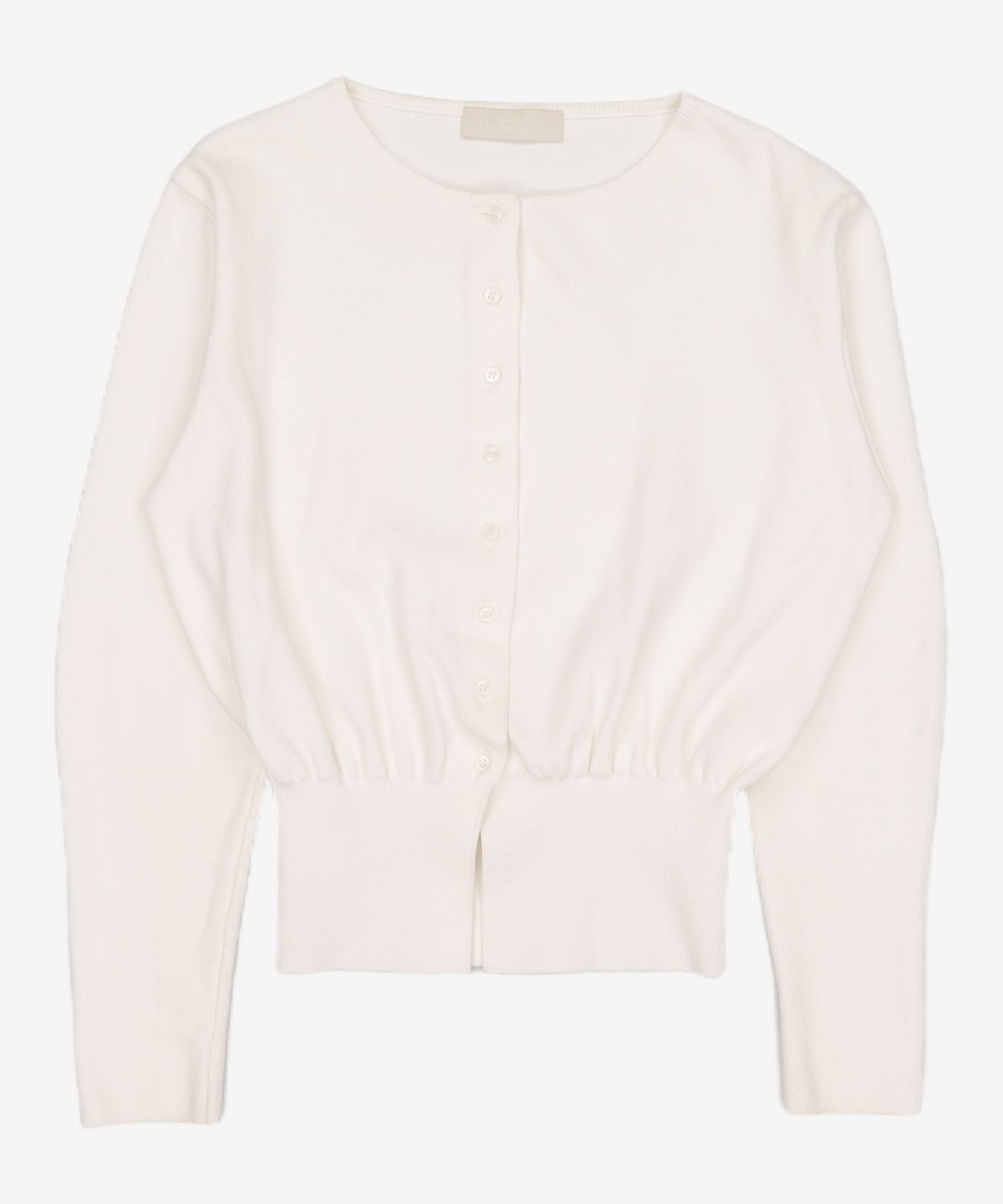 아모멘토(AMOMENTO) ROUND SLEEVE SHIRRED CARDIGAN_IVORY 0