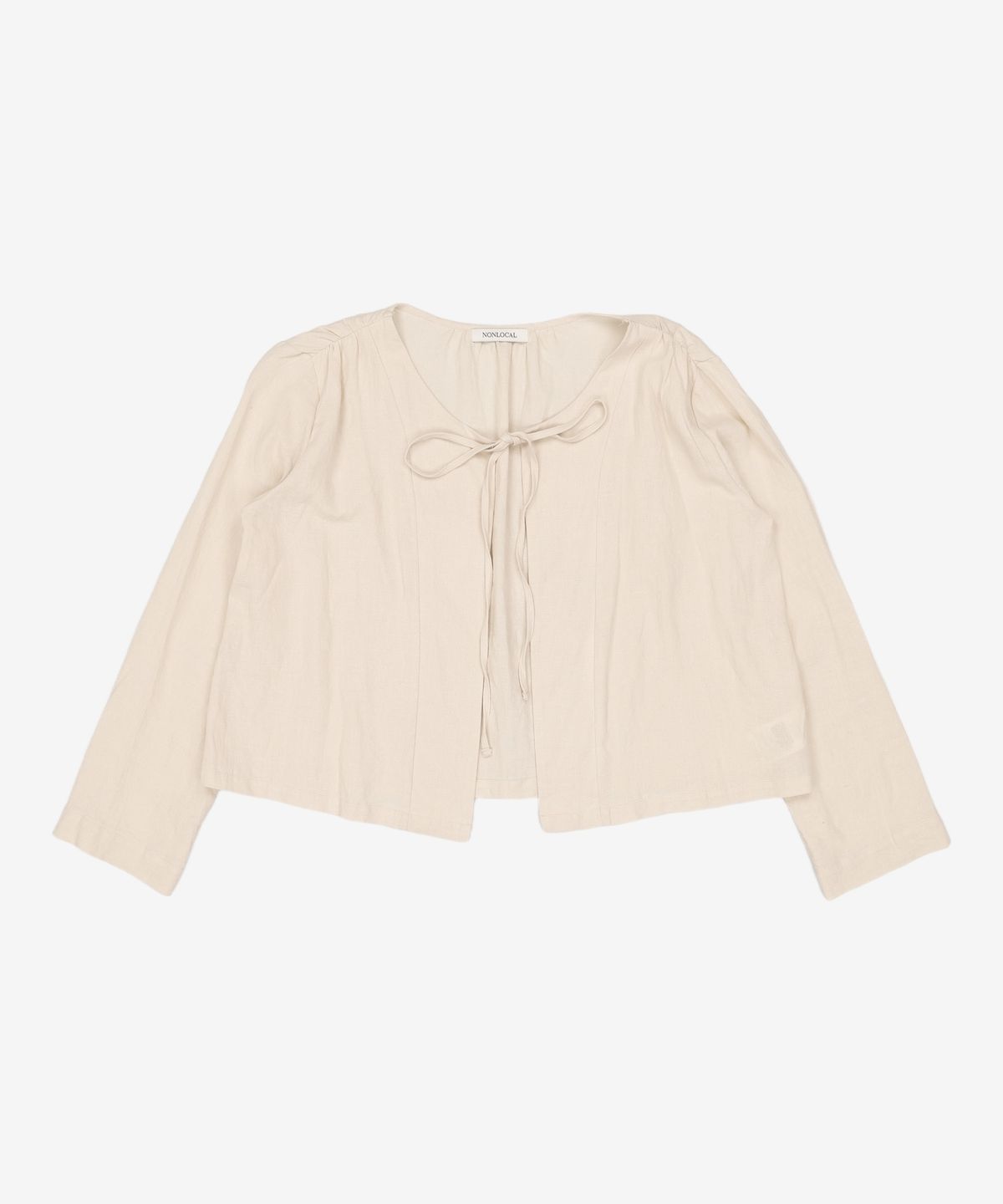논로컬(NONLOCAL) Linen Shirring Cardigan - Beige FREE