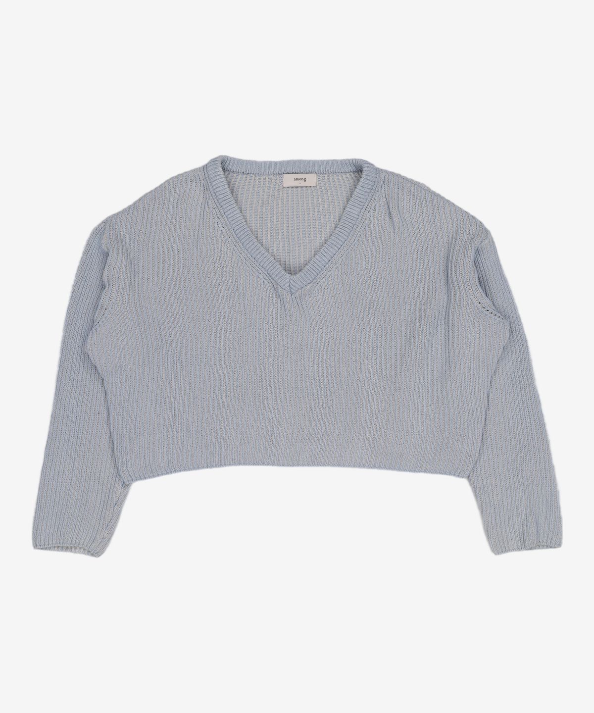 어몽(AMONG) A TWO-TONE KNIT TOP_BLUE S