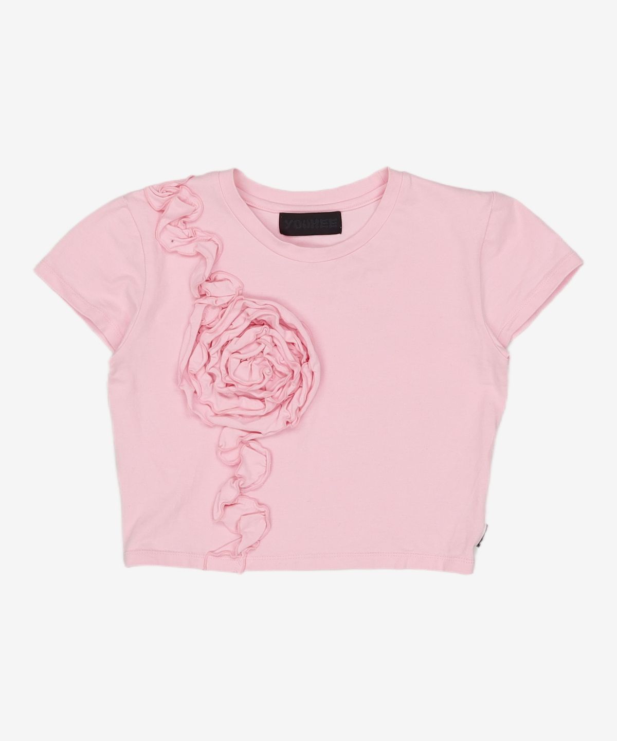유희(YOUHEE) FLOWER EMBROIDERY T-SHIRTS PINK FREE