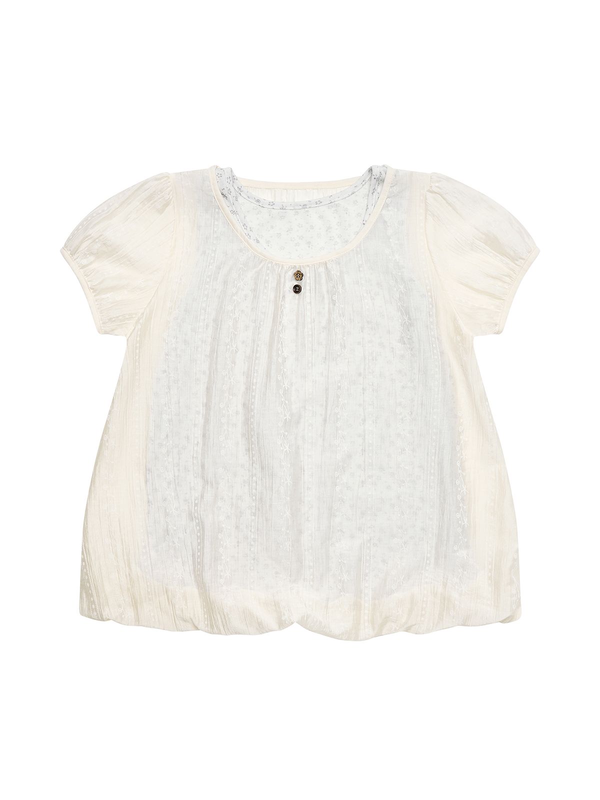 시오(SIO) SEE THROUGH PUFF SLEEVE TOP [BEIGE]