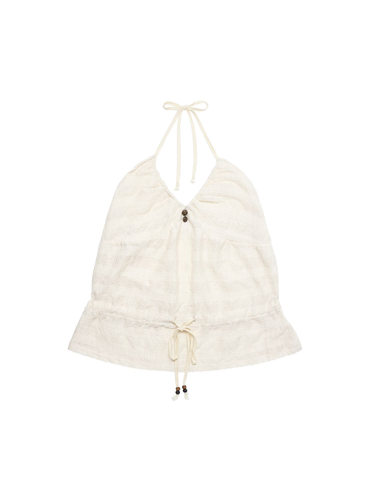 시오(SIO) KIKI SHIRRING HALTER TOP [IVORY]
