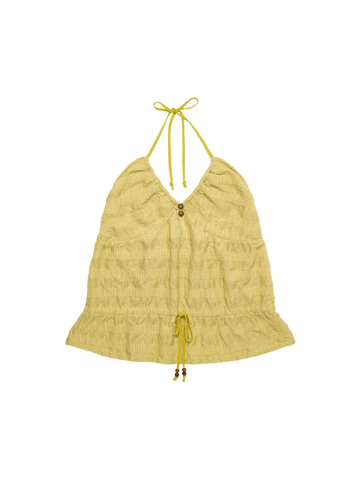 시오(SIO) KIKI SHIRRING HALTER TOP [MUSTARD]