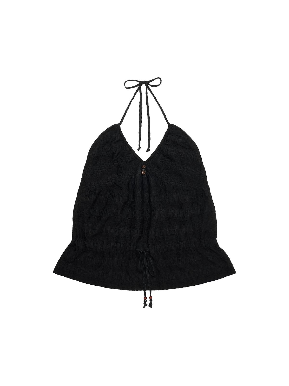 시오(SIO) KIKI SHIRRING HALTER TOP [BLACK]