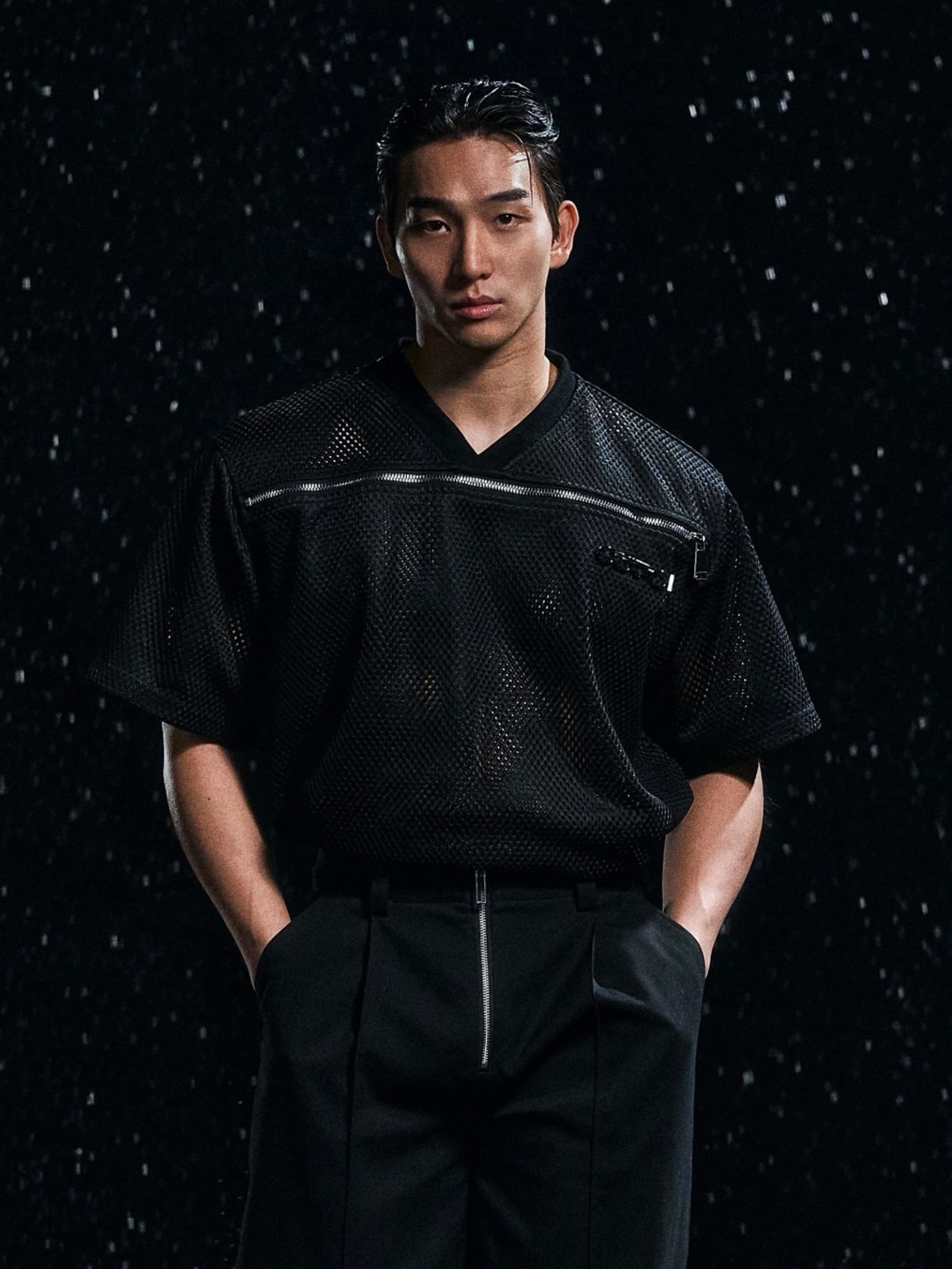 아웃오브(OUTOF) Oversized Mesh T Shirt