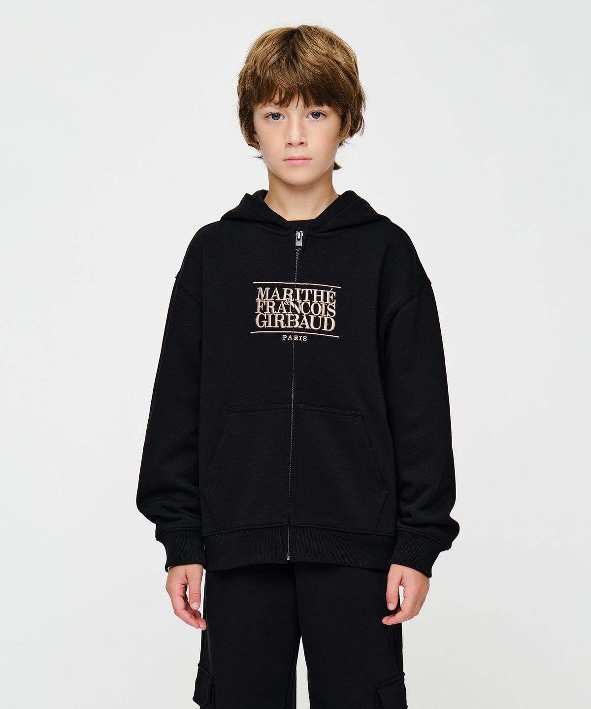 마리떼 키즈(MARITHÉ KIDS) KIDS CLASSIC LOGO EMBROIDERY HOODIE ZIP-UP black