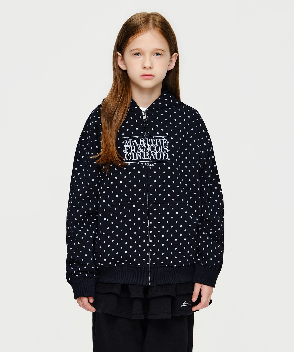 마리떼 키즈(MARITHÉ KIDS) KIDS CLASSIC LOGO EMBROIDERY HOODIE ZIP-UP dot