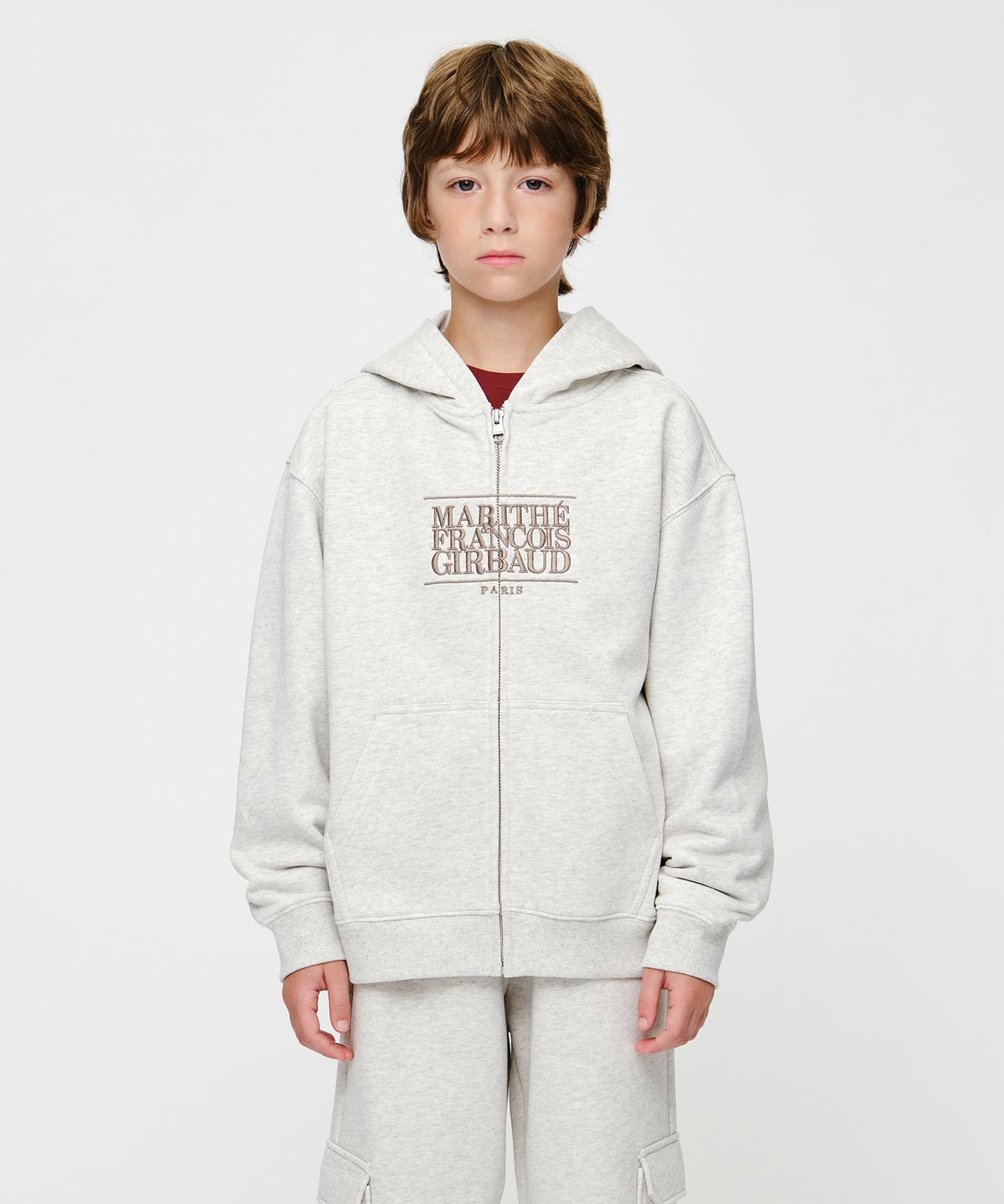 마리떼 키즈(MARITHÉ KIDS) KIDS CLASSIC LOGO EMBROIDERY HOODIE ZIP-UP oatmeal