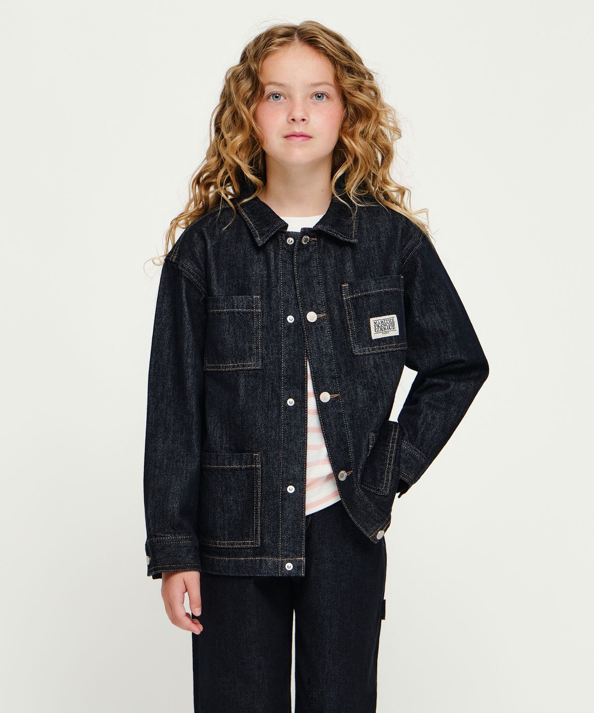 마리떼 키즈(MARITHÉ KIDS) KIDS LETTERING LOGO DENIM JACKET indigo