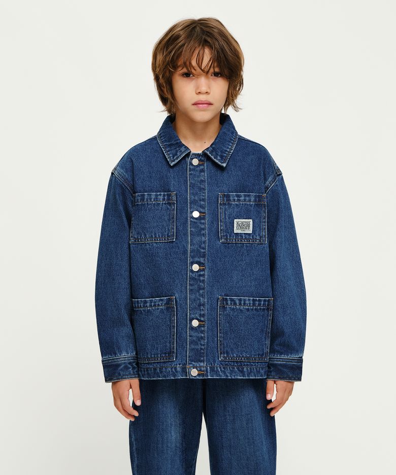 KIDS LETTERING LOGO DENIM JACKET blue